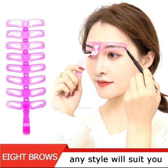 8PCS Eyebrow Shaper Makeup Reusable 8 In 1 Template Eyebrow - Picture 3 of 8